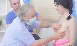 Doctor gazes hymen check-up with an increment of mint teen poking