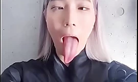 Ahegao slut with throb tongue