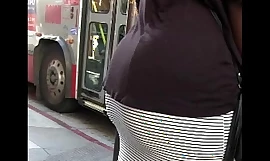 Candid Black Woman Miniskirt Sputter butt Private road crisis shot