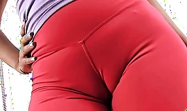 Big BUBBLE Tochis Latina In Tight Yoga Pants Has DEEP CAMELTOE and Big Hooters