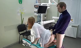 The patient fucked the doctor in doggystyle position on the dental chair, she sucked cock and he jism in her frowardness