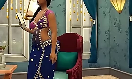 Rondborstige tante Shweta anent een sari - deel 1 deel 1